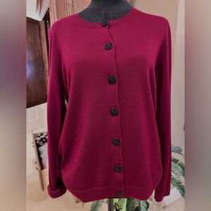 Women's Burgundy Sweater with Black Buttons